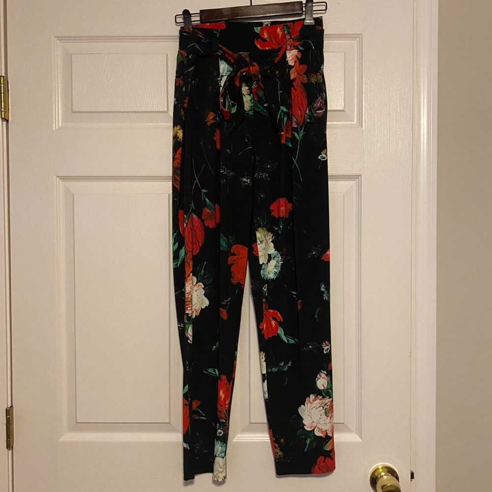 Express Tapered Leg Red Floral Culotte